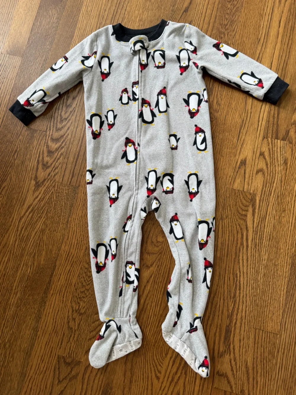 Carter’s Holiday Penguin & Santa Fleece One-Piece Zip-up Pajamas, size 2T